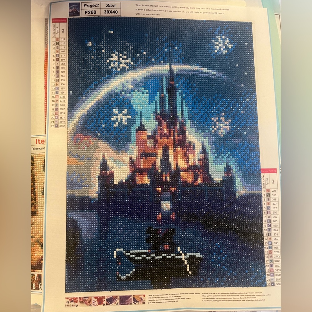 Disney Castle with Mickey & Minnie -handmade diamond art